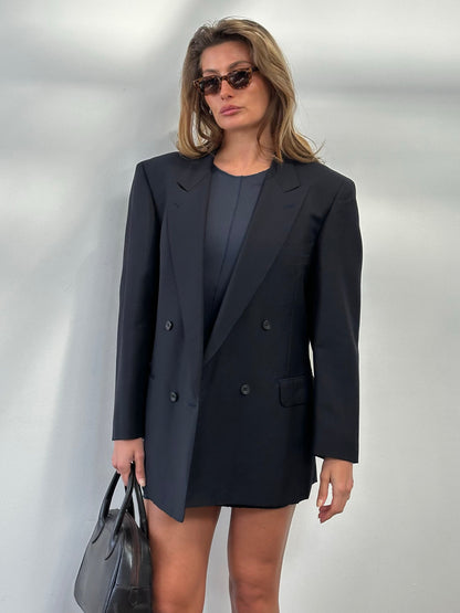Burberry 1990s Wool Mohair Double Breasted Blazer - L/XL