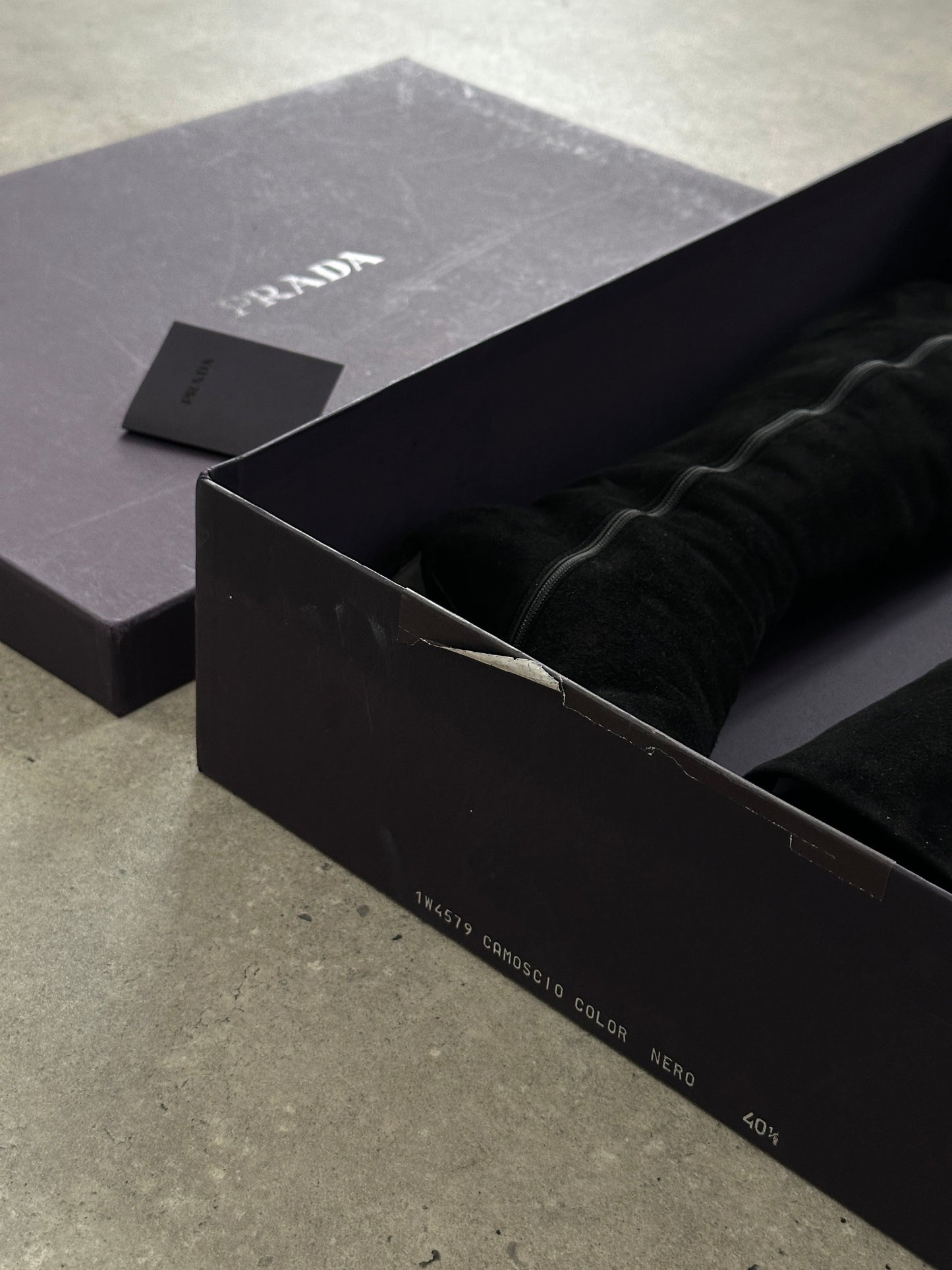 Prada 2000s Square Toe Suede Heeled Knee Boots - UK 7.5 / EU 40.5