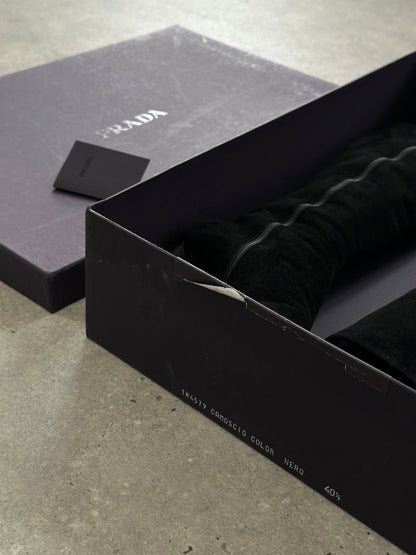 Prada 2000s Square Toe Suede Heeled Knee Boots - UK 7.5 / EU 40.5
