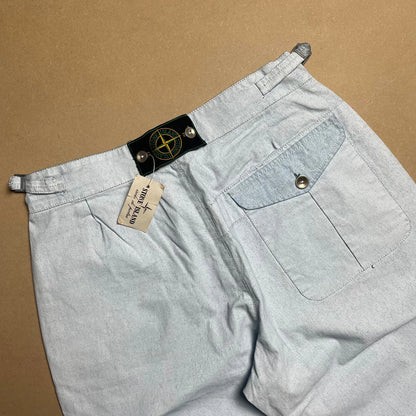 S/S 1983 Ice Blue Plated Tela Stella Poachers Pants