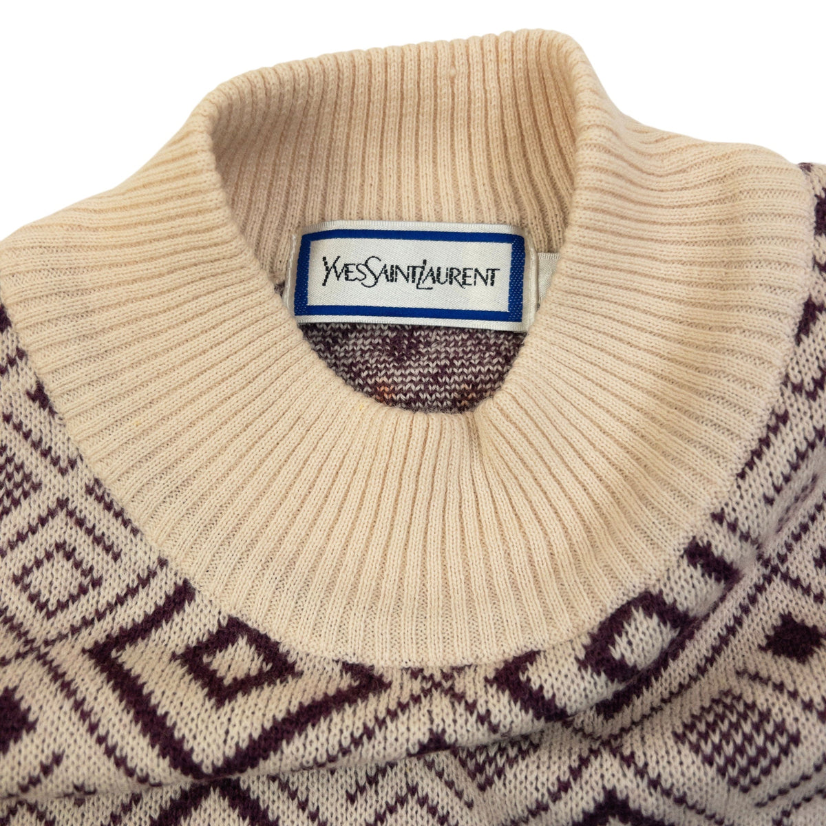 Vintage 80sYSL Yves Saint Laurent Pattern Wool Knit Jumper Size S | Small, Multicoloured