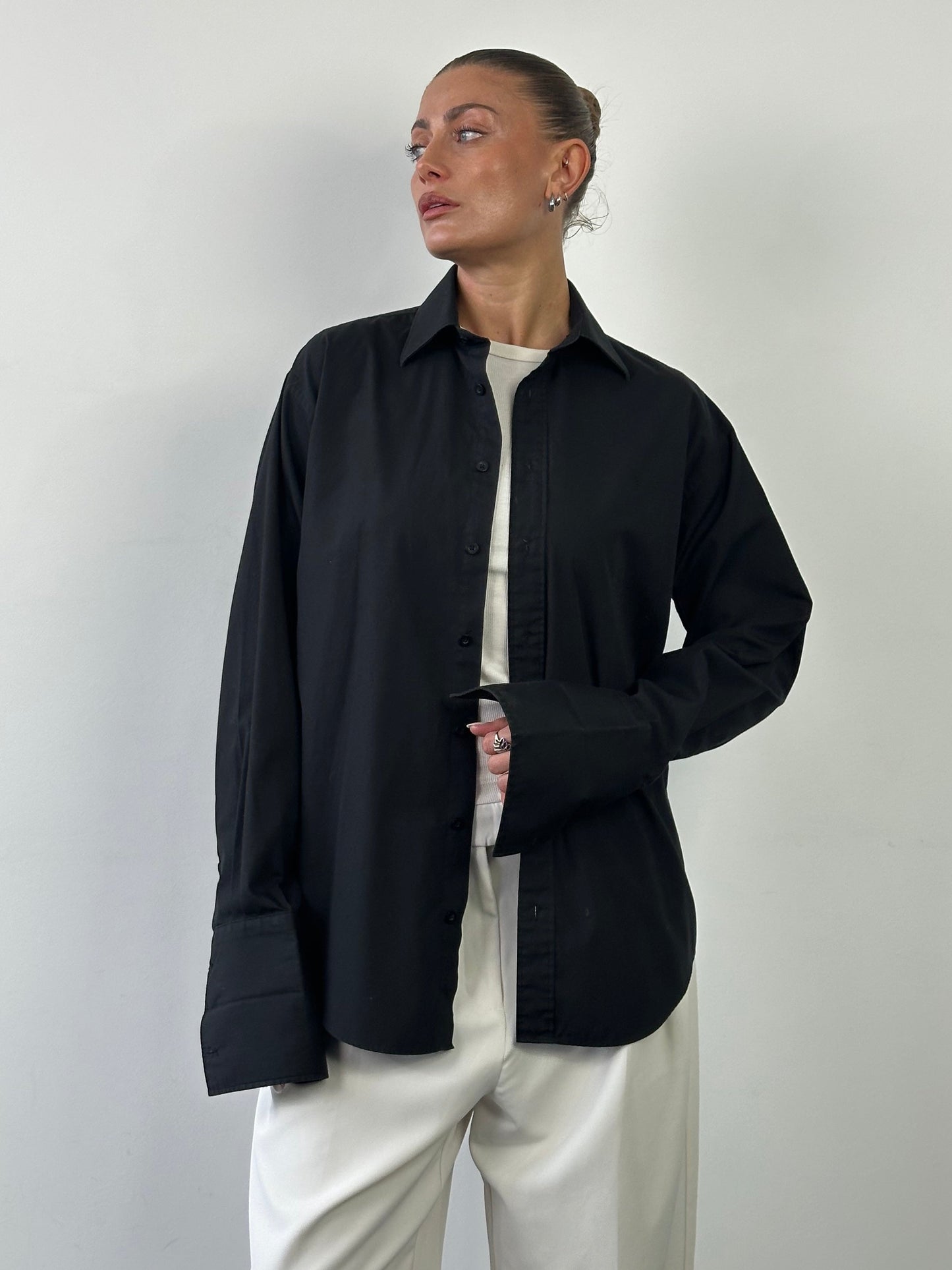 Yves Saint Laurent Pour Homme 2000s Cotton Logo Dress Shirt - L