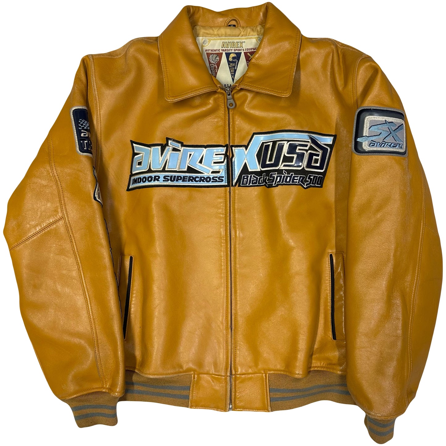 Avirex Black Spider Leather Jacket In Brown ( M )