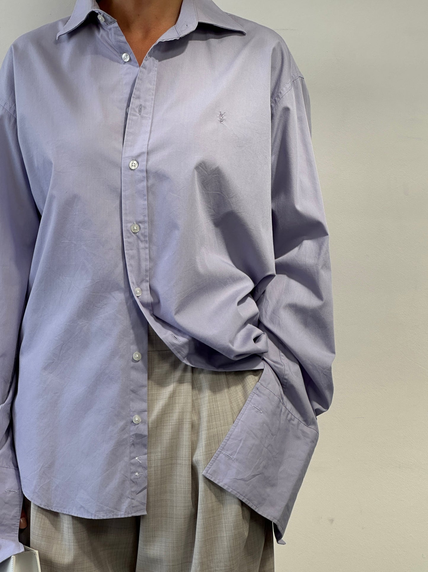 Yves Saint Laurent Pour Homme 2000s Cotton Logo Dress Shirt - XL