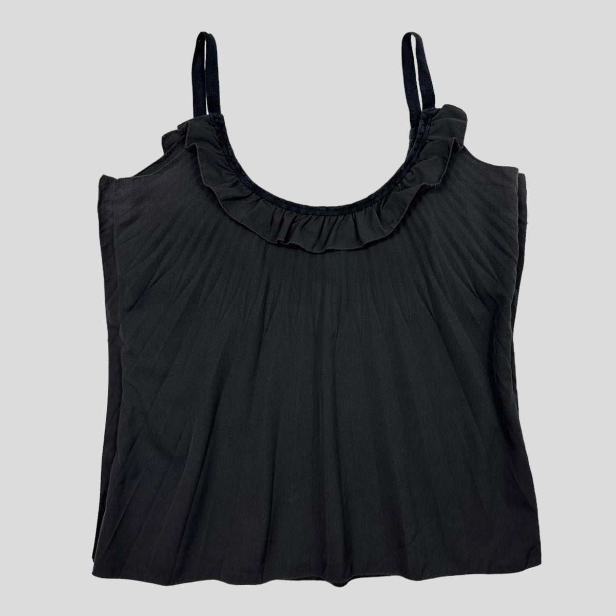 Prada Milano 00’s Pleated Frill Vest Top - IT42 | O/S, Black