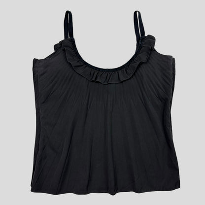 Prada Milano 00’s Pleated Frill Vest Top - IT42 | O/S, Black