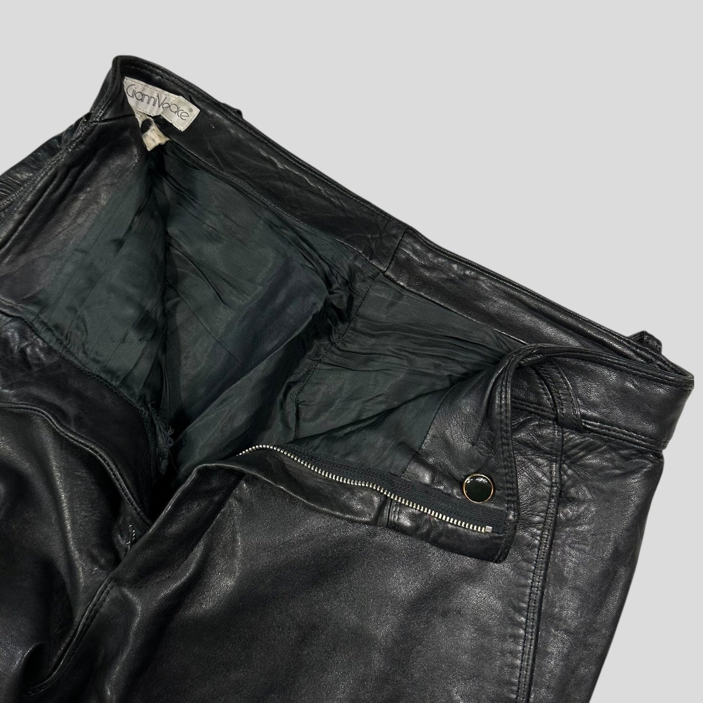 Gianni Versace 1980’s Leather Moto Biker Trousers - IT48 (32)