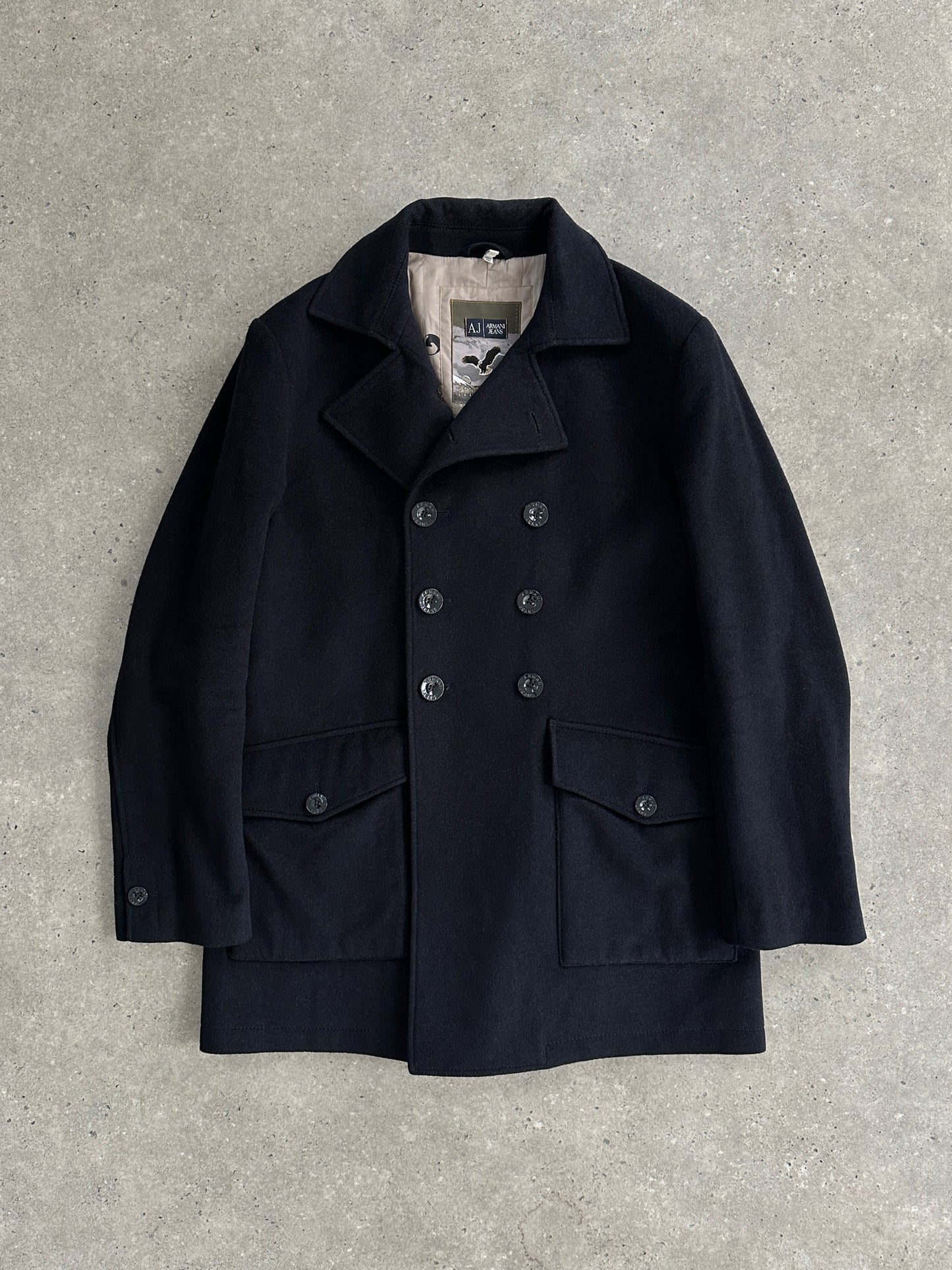 Armani Jeans Wool Double Breasted Coat - L