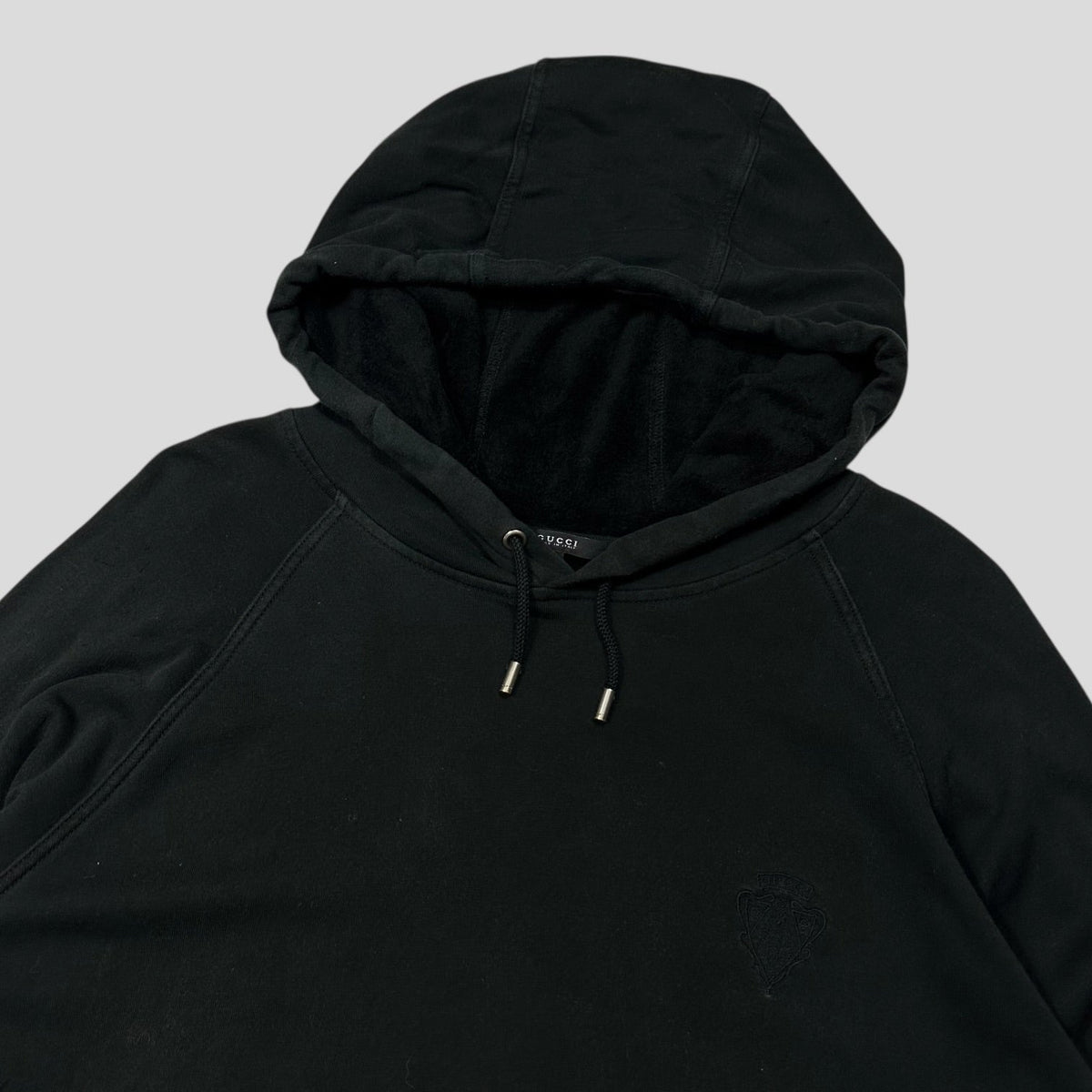 Gucci 2007 Crest Logo Web Stripe Teddy Cotton Hoodie - M | Black