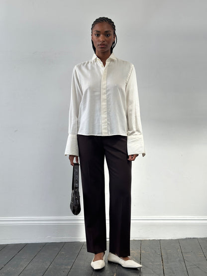 Max Mara High Waisted Wool Straight Leg Trousers - W26