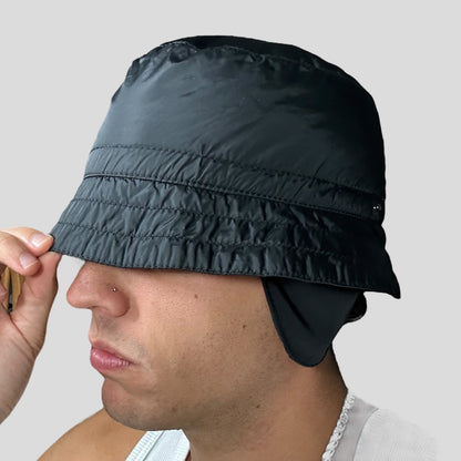 Prada Sport 00’s Nylon Fleece Dog Ear Bucket Hat - M/L | O/S, Black