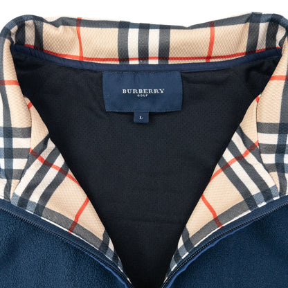 Vintage 2000s Burberry Nova Check Collar Q Zip Fleece Sweatshirt Size L | Large, Blue