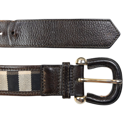 Vintage 2000s Burberry Nova Check Leather Belt Size S | O/S, Brown