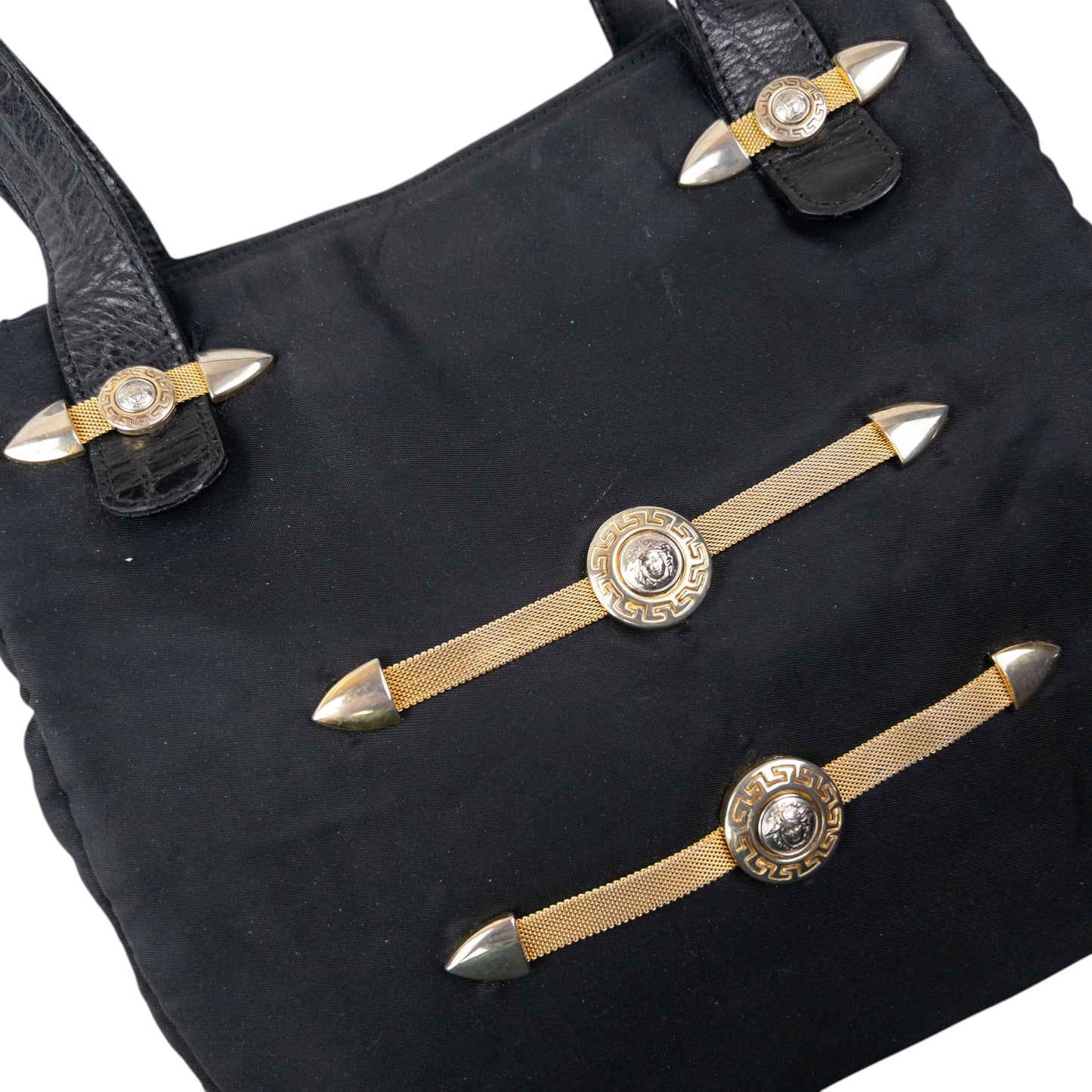 Vintage 90s Gianni Versace Embellished Medusa Crossbody Bag | O/S, Black