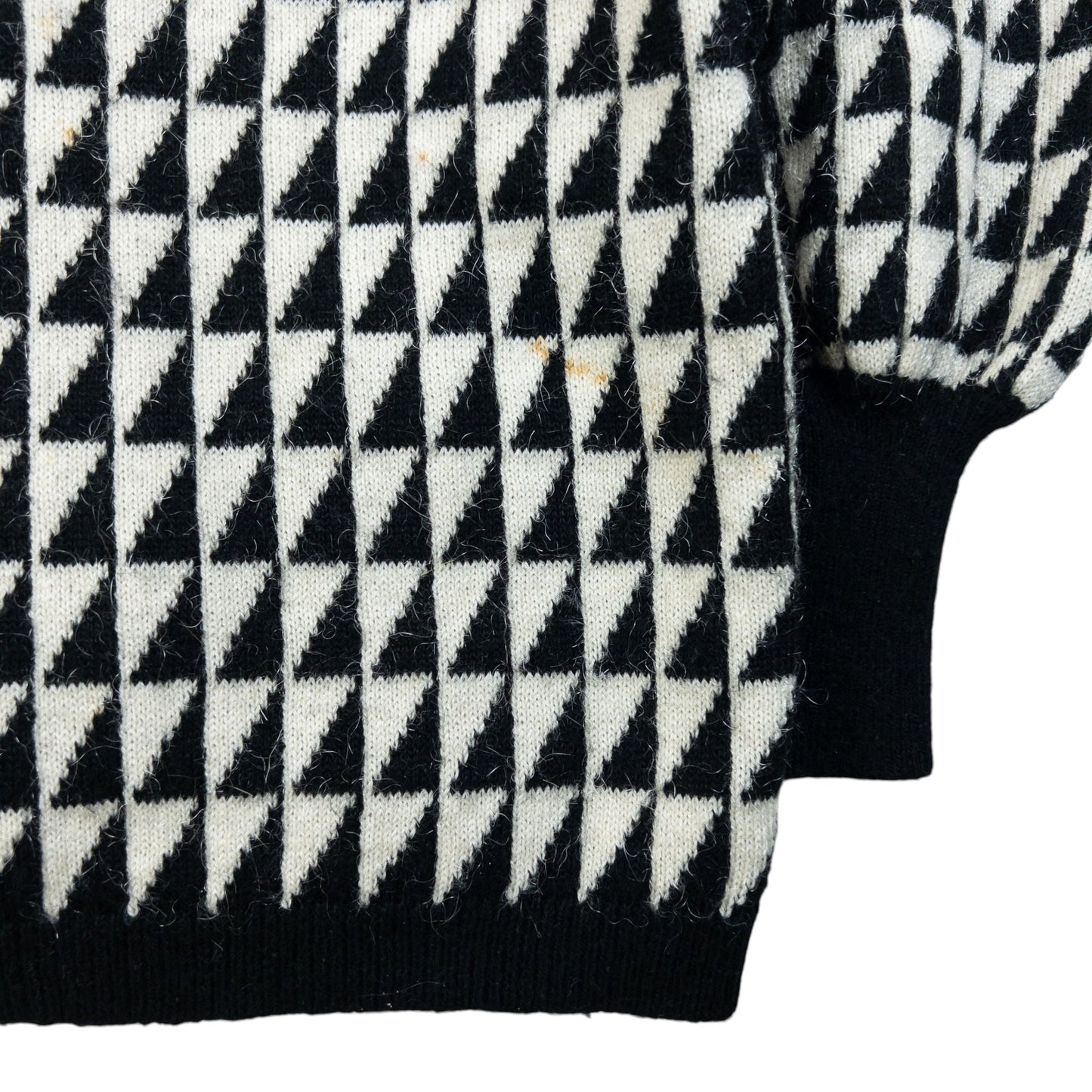 Vintage 80s YSL Yves Saint Laurent Geometric Wool Knit Jacket Size S | Small, Black