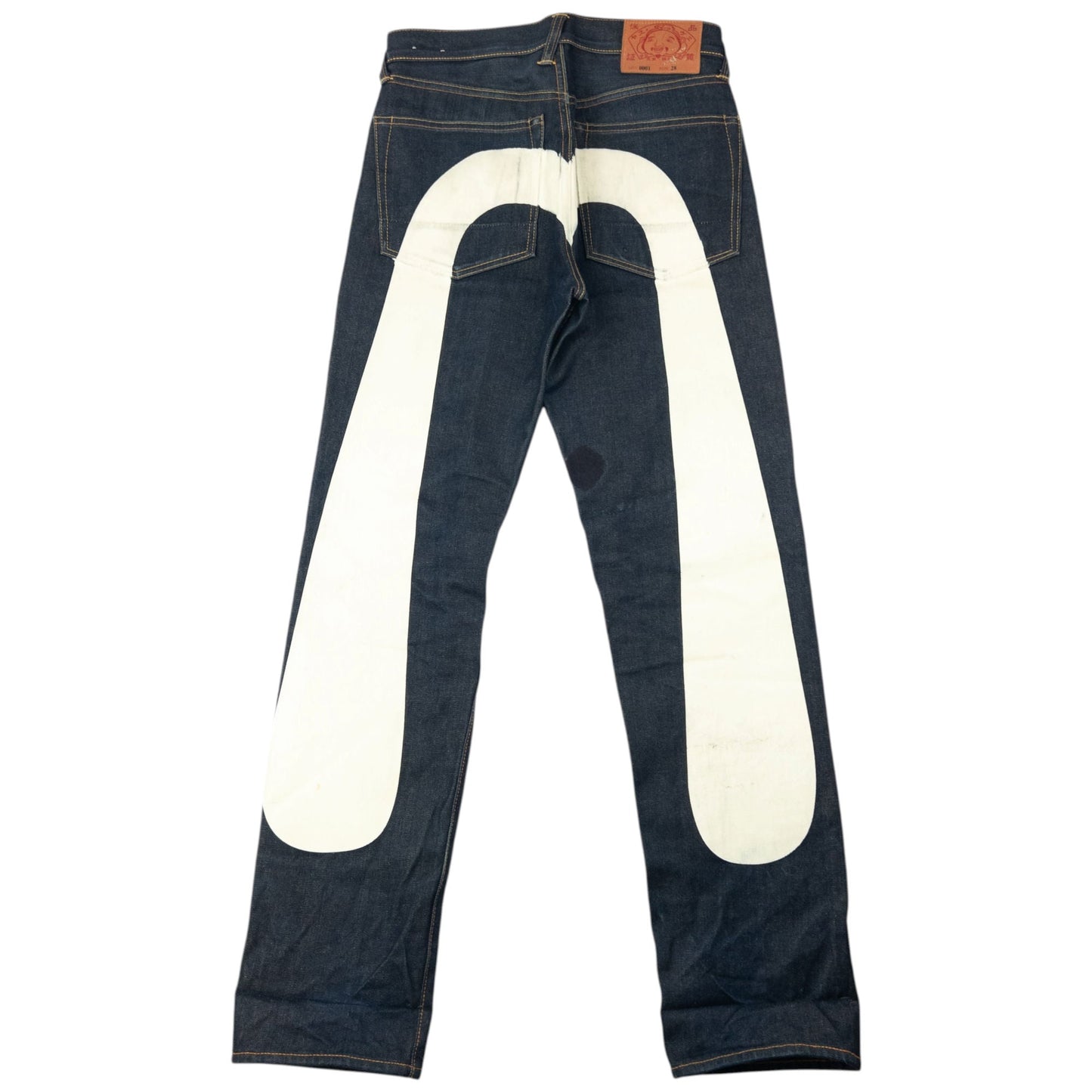 Vintage 2000s Evisu Painted Daicock Japanese Denim Jeans Size W29 | W29, Cream