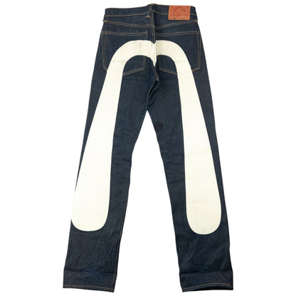 Vintage 2000s Evisu Painted Daicock Japanese Denim Jeans Size W29 | W29, Cream