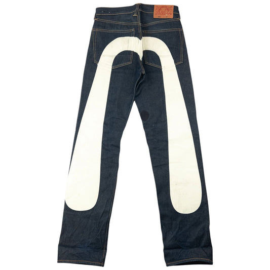 Vintage 2000s Evisu Painted Daicock Japanese Denim Jeans Size W29 | W29, Cream