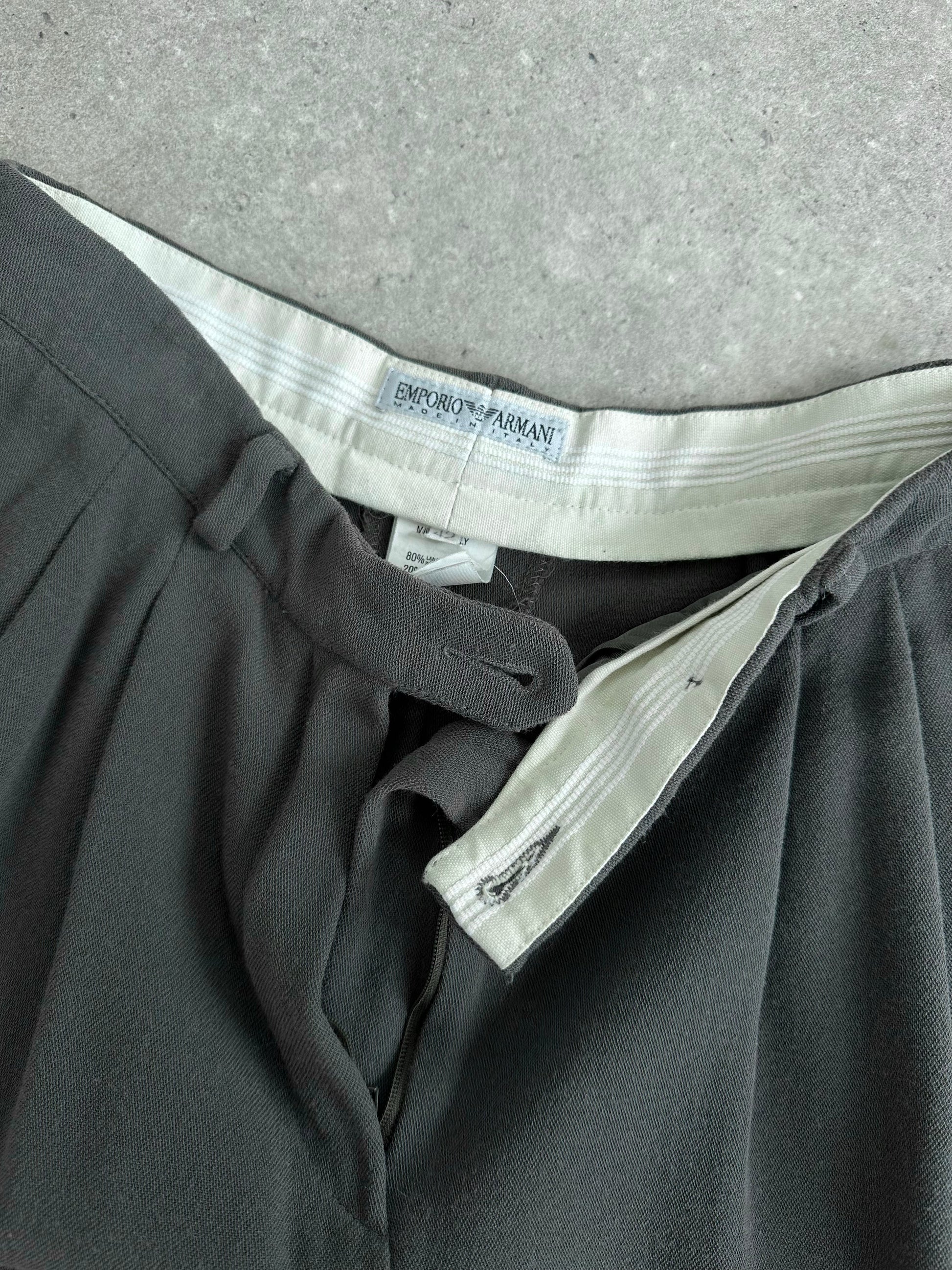 Emporio Armani 1990s Wool Pleated Tailored Trousers - W25