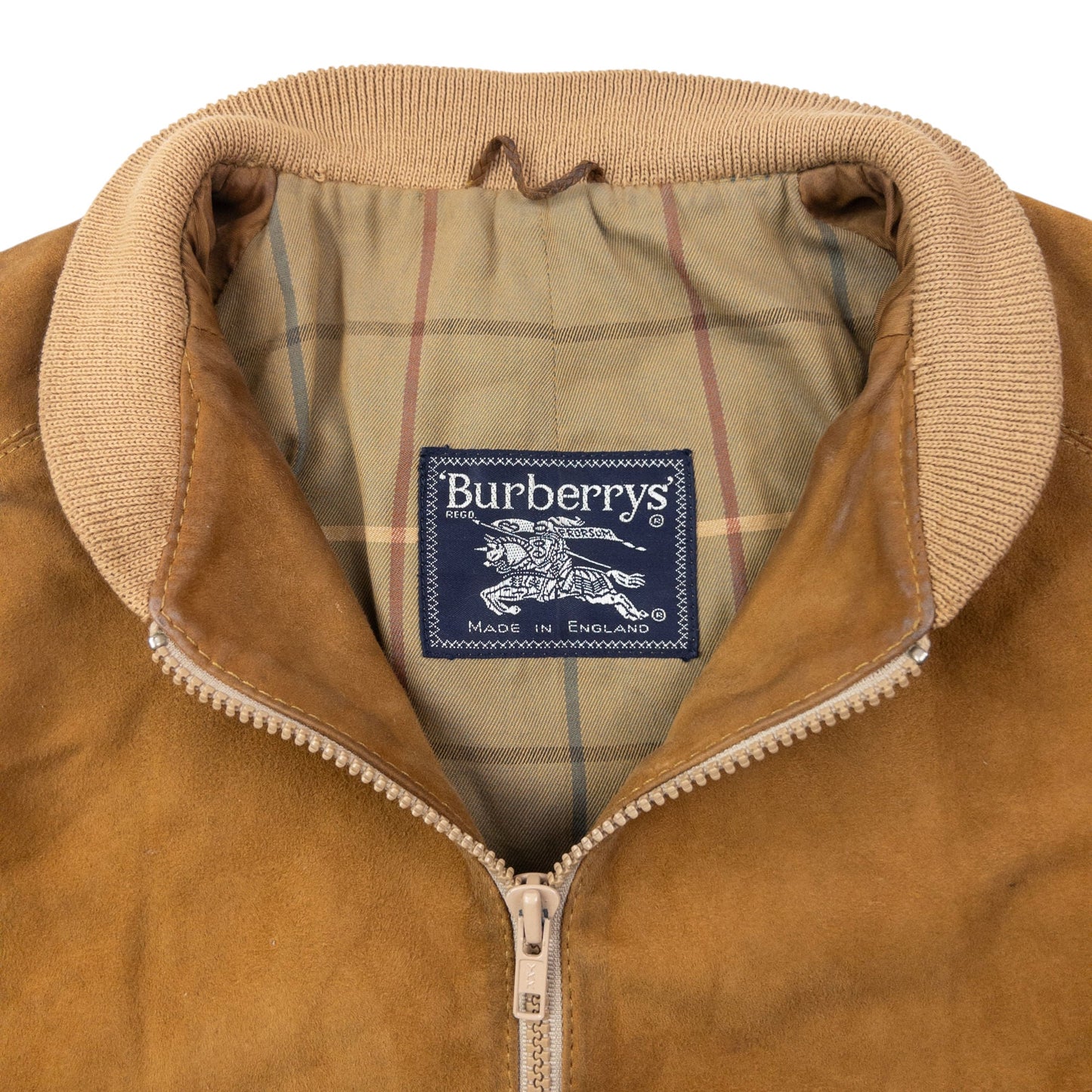 Vintage 90s Burberry Suede Bomber Jacket Size S | Small, Brown