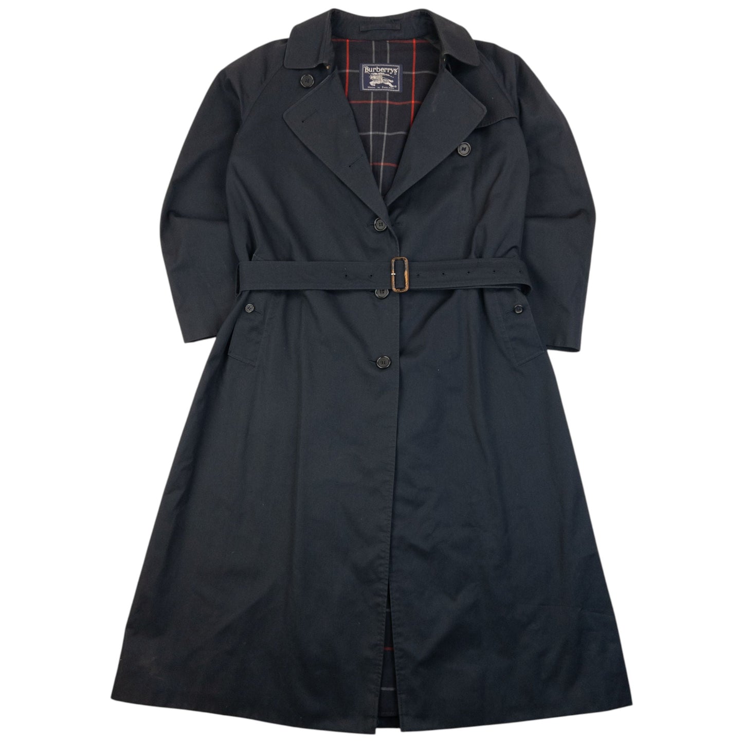 Vintage 90S Burberry Nova Check Lined Belt Waist Trench Jacket Womens Size XL | XL, Navy