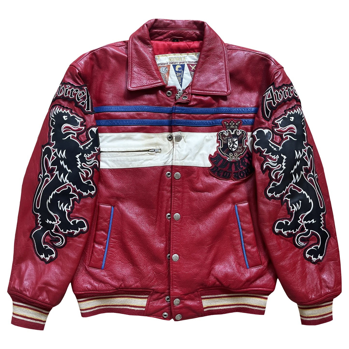 Avirex New York Lions Leather Varsity Jacket - M