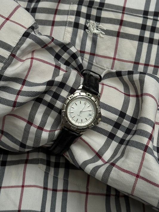 Vintage 1990s Silver Tone Japan Movement Round Quartz Watch