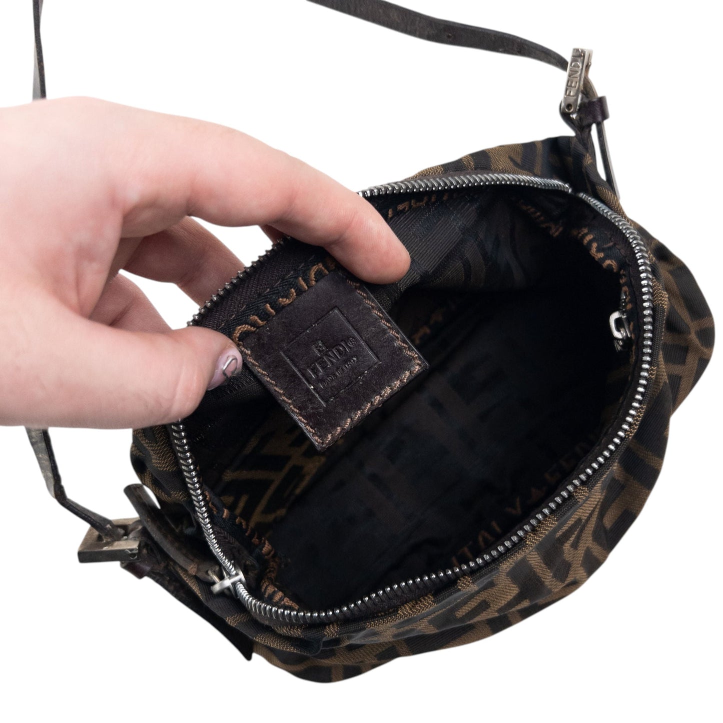 Vintage 90s Fendi Monogram Baguette Shoulder Bag | O/S, Brown