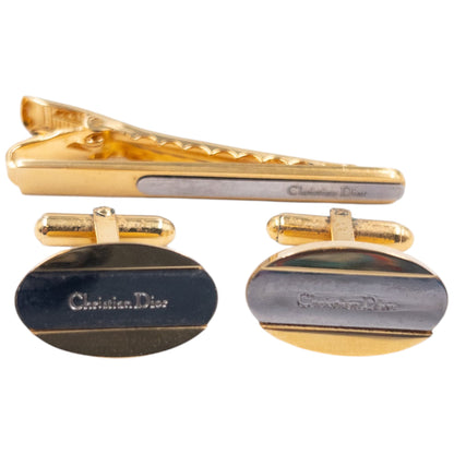 Vintage Dior Cuff Links & Tie Clip Set