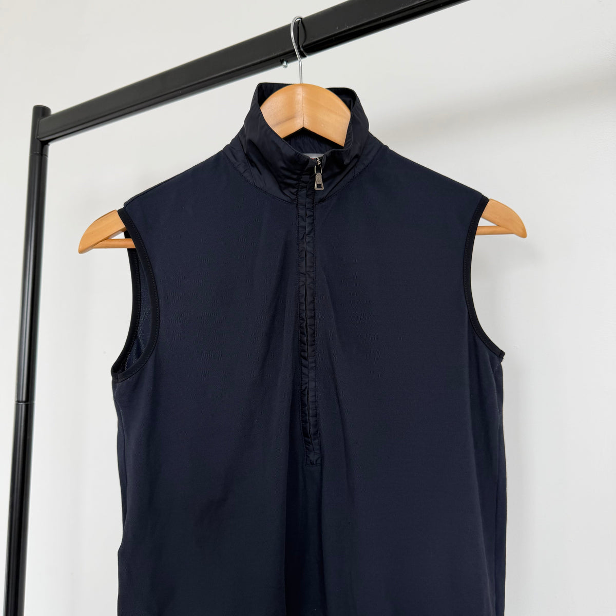 ss1999 prada sport zip up sleeveless top | O/S, Navy
