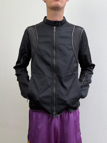 Prada Sport SS00 Leather-Trim Mesh Biker Jacket | Medium, Black