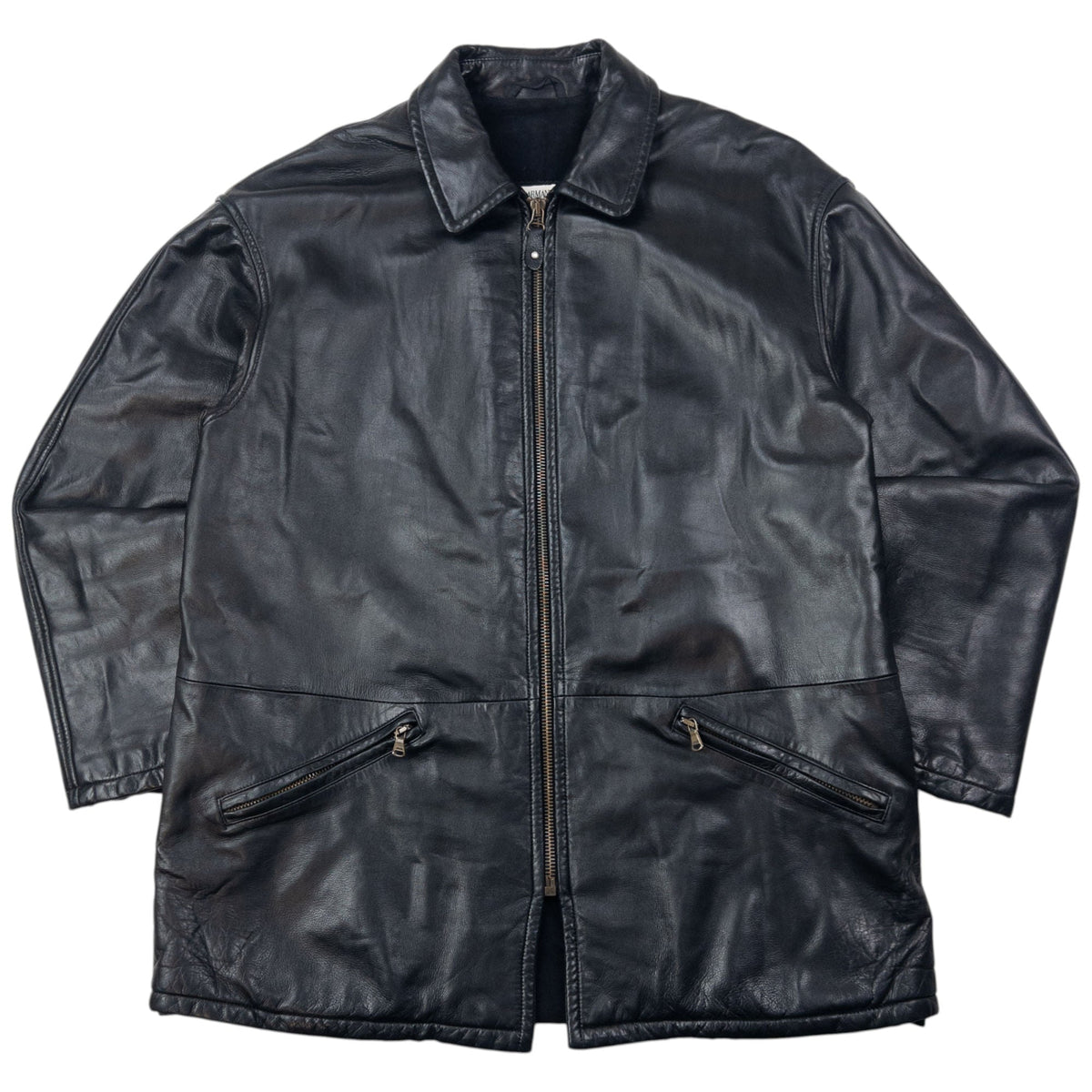 Vintage 90s Giorgio Armani Le Collezioni Zip Up Leather Jacket 