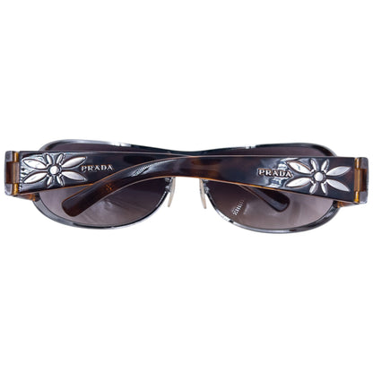 Vintage 2000s Prada Tortoise Shell Flower Sunglasses | O/S, Brown