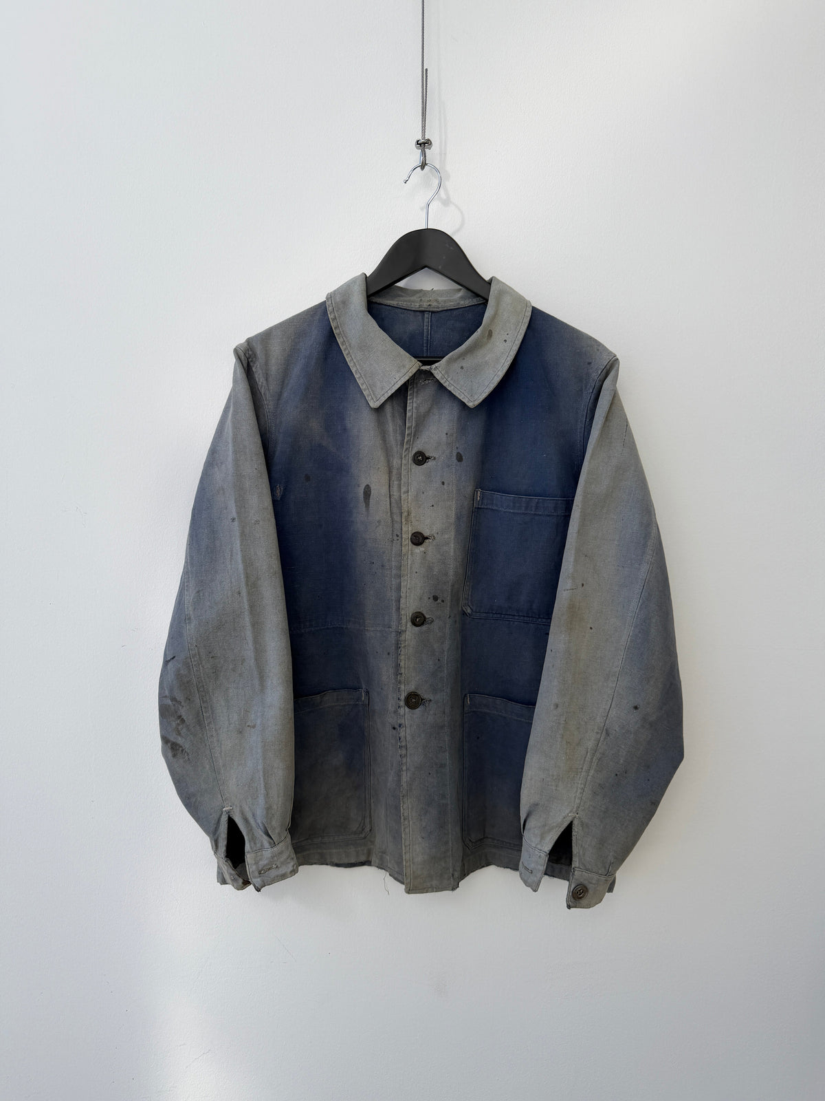 Vintage 1950s French Bleu De Travail Chore Jacket | Medium, Faded Blue