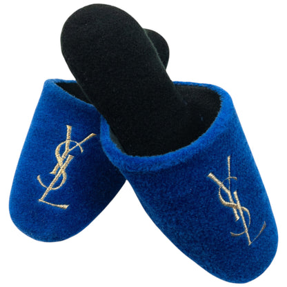 Vintage 80s YSL Yves Saint Laurent Embroidered Fleece Slippers Womens Size 6 | ONE SIZE, Multicoloured