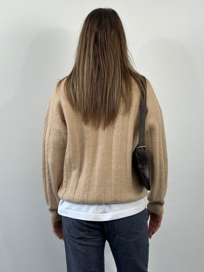 Vintage 1980s Wool Mohair Knitted Polo Jumper - M