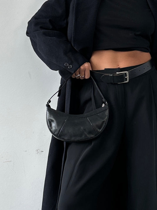 Vintage Leather Crescent Shoulder Bag