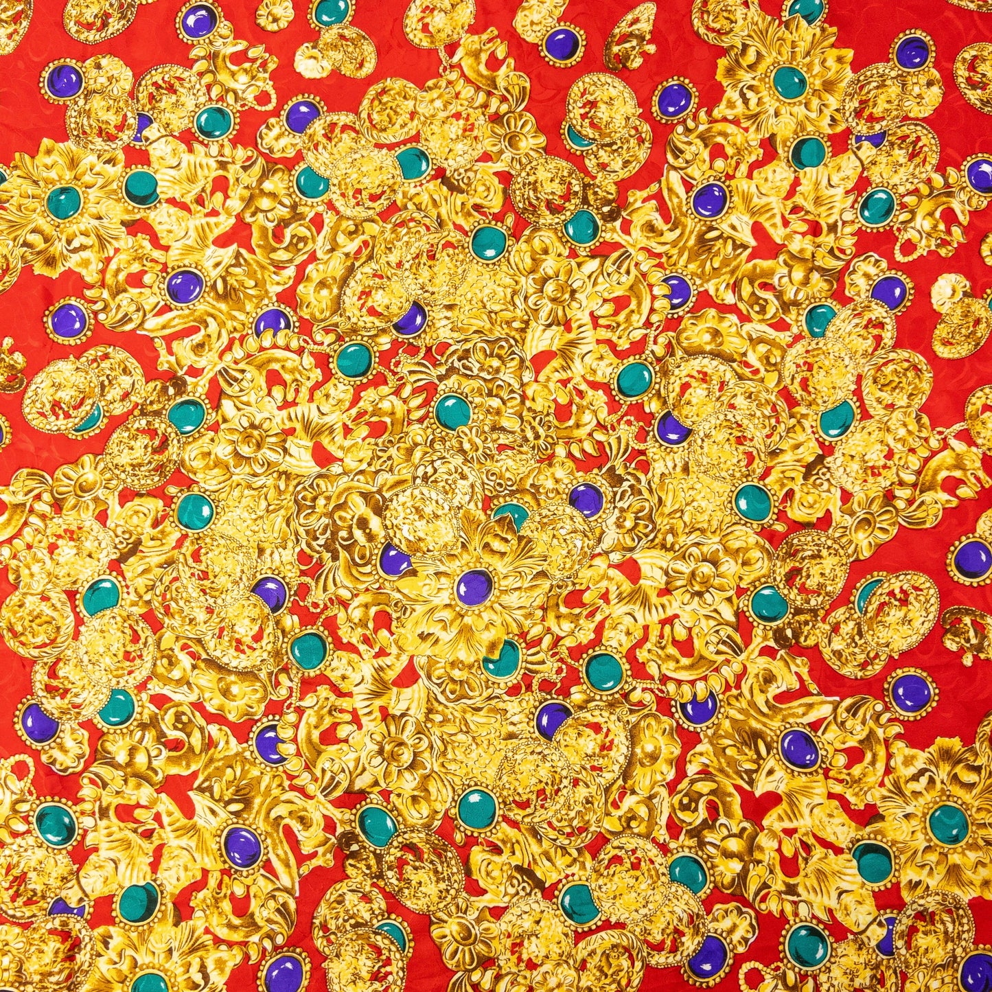 Vintage 80s YSL Yves Saint Jewellery Print Silk Scarf