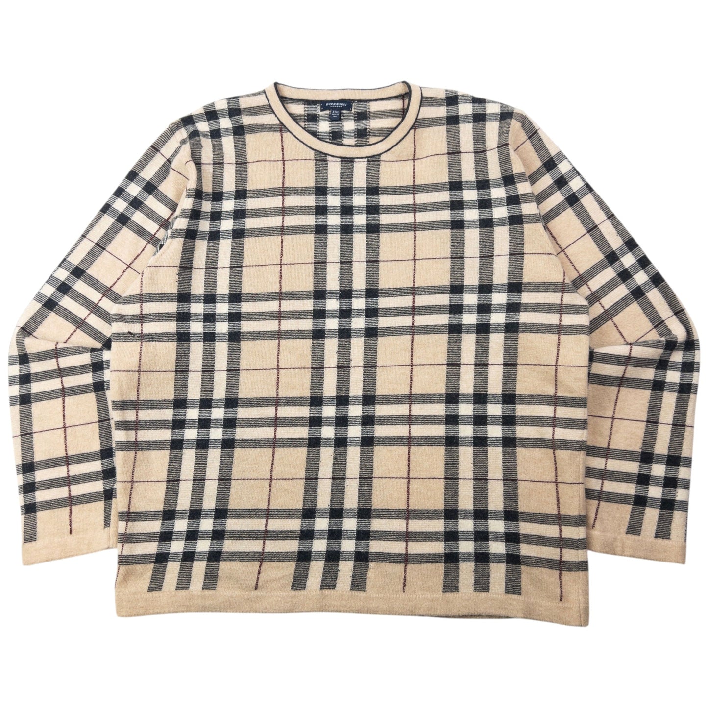 Vintage 2000s Burberry Nova Check Wool Jumper Size XL | XL, Beige