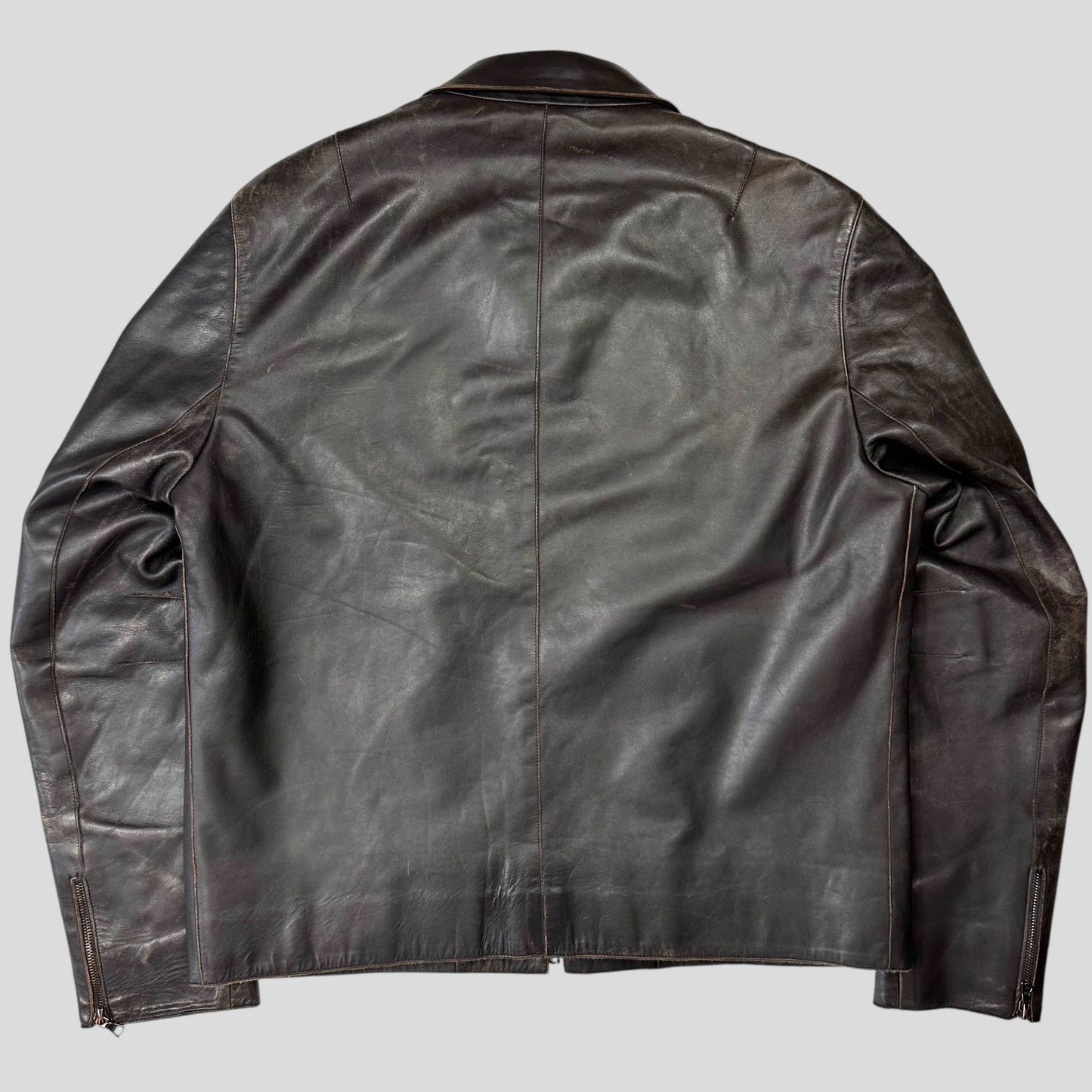 Neil Barrett AW00 Leather Moto Backpack Jacket - M/L | O/S, Brown