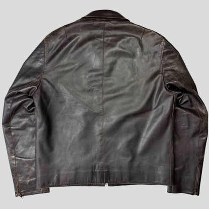 Neil Barrett AW00 Leather Moto Backpack Jacket - M/L | O/S, Brown