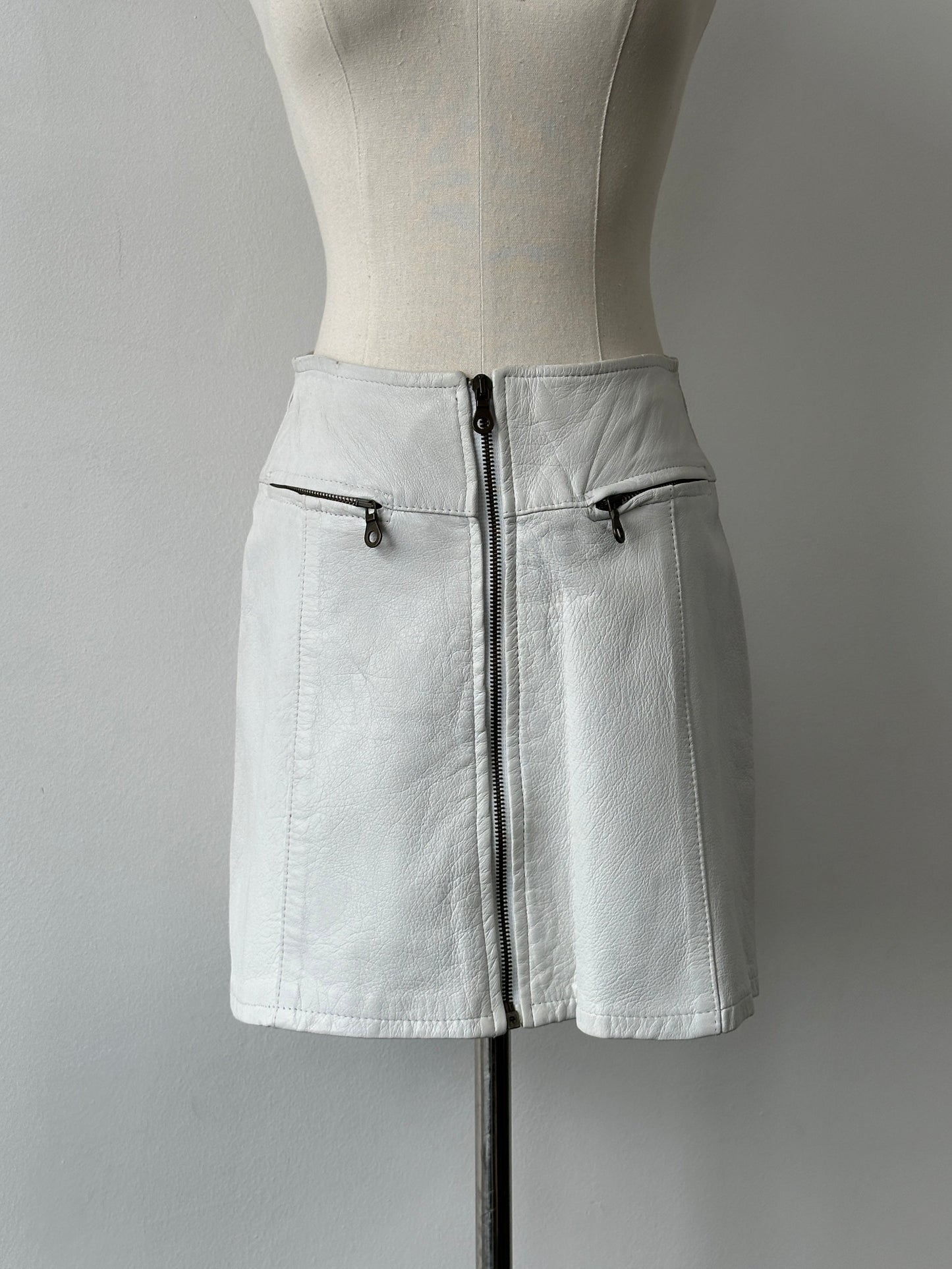 Italian Vintage 1990s Leather Mini Skirt - W26