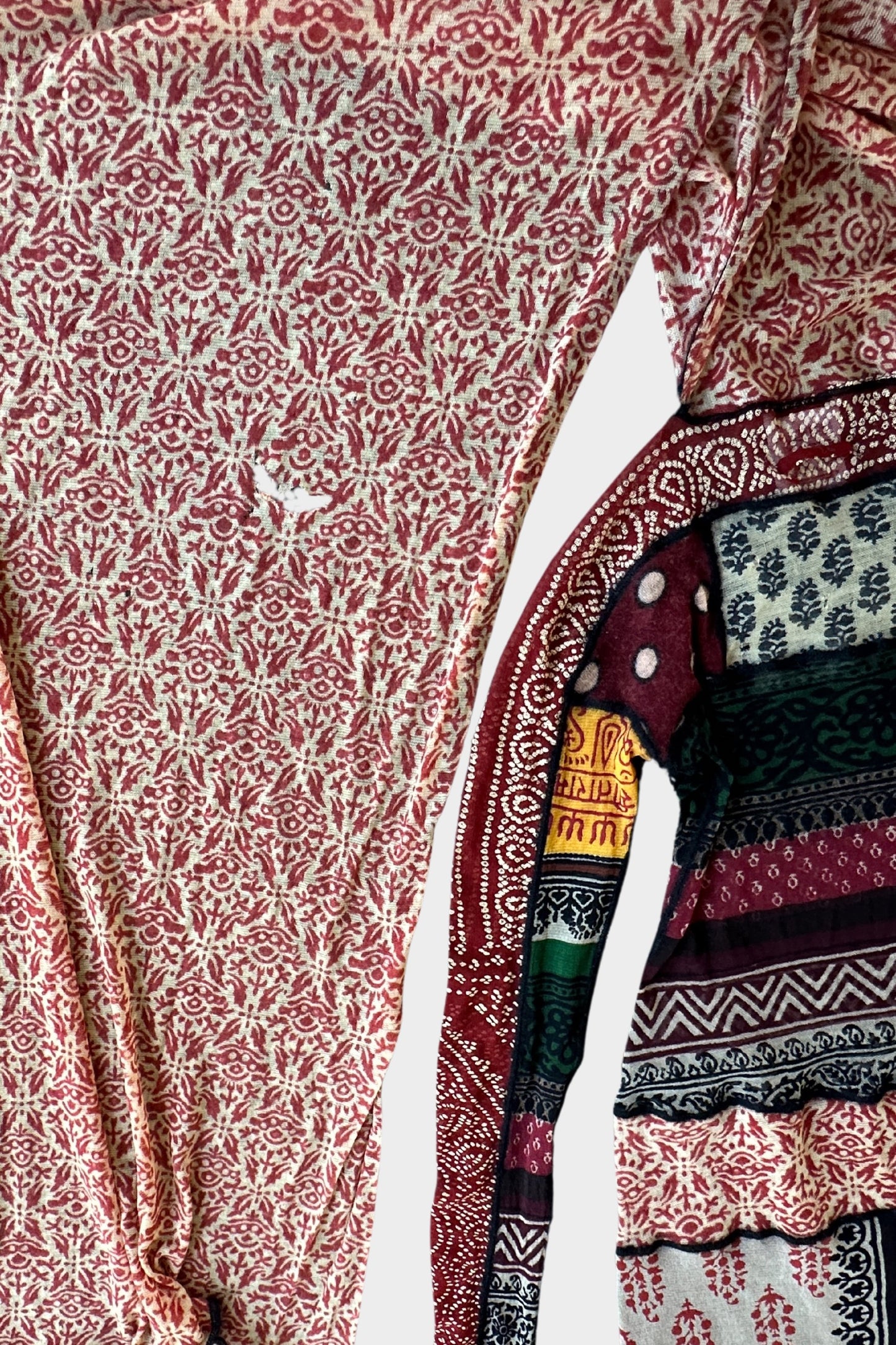 Jean Paul Gaultier Patchwork Maxi Printed Mesh Dress