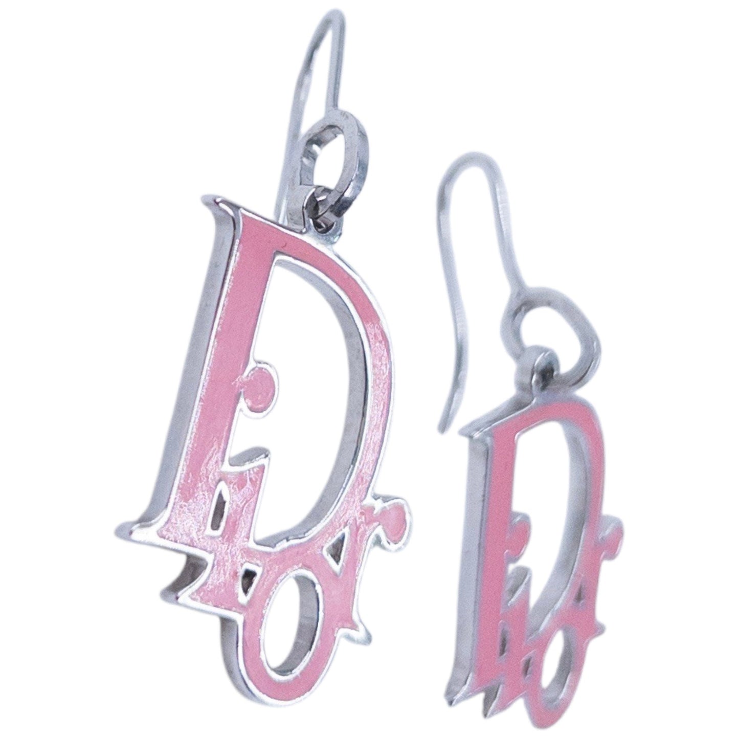 Vintage 2000s Dior By Jogn Galliano Enamel Logo Earrings | O/S, Pink