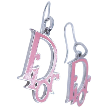 Vintage 2000s Dior By Jogn Galliano Enamel Logo Earrings | O/S, Pink