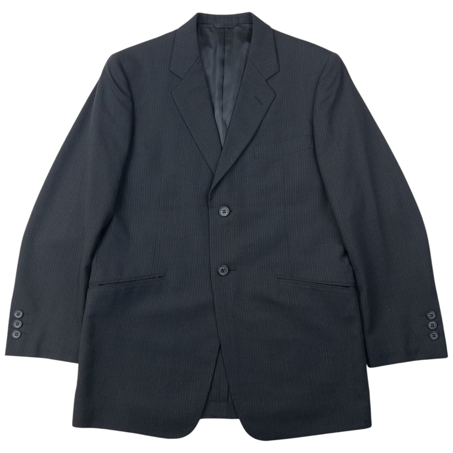 Vintage 90s Yohji Yamamoto D'Urban A.A.R Pinstripe Jacket & Trousers Suit Set Size S | Small, Black
