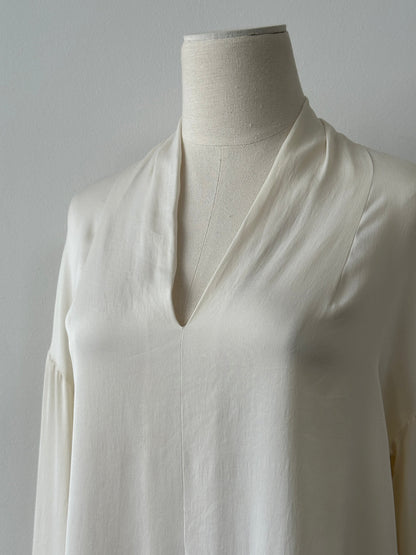 Winser London Pure Silk Minimal V Neck Top - M