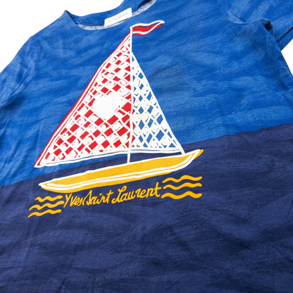 Vintage YSL Yves Saint Laurent Boat Graphic T Shirt Womens Size M
