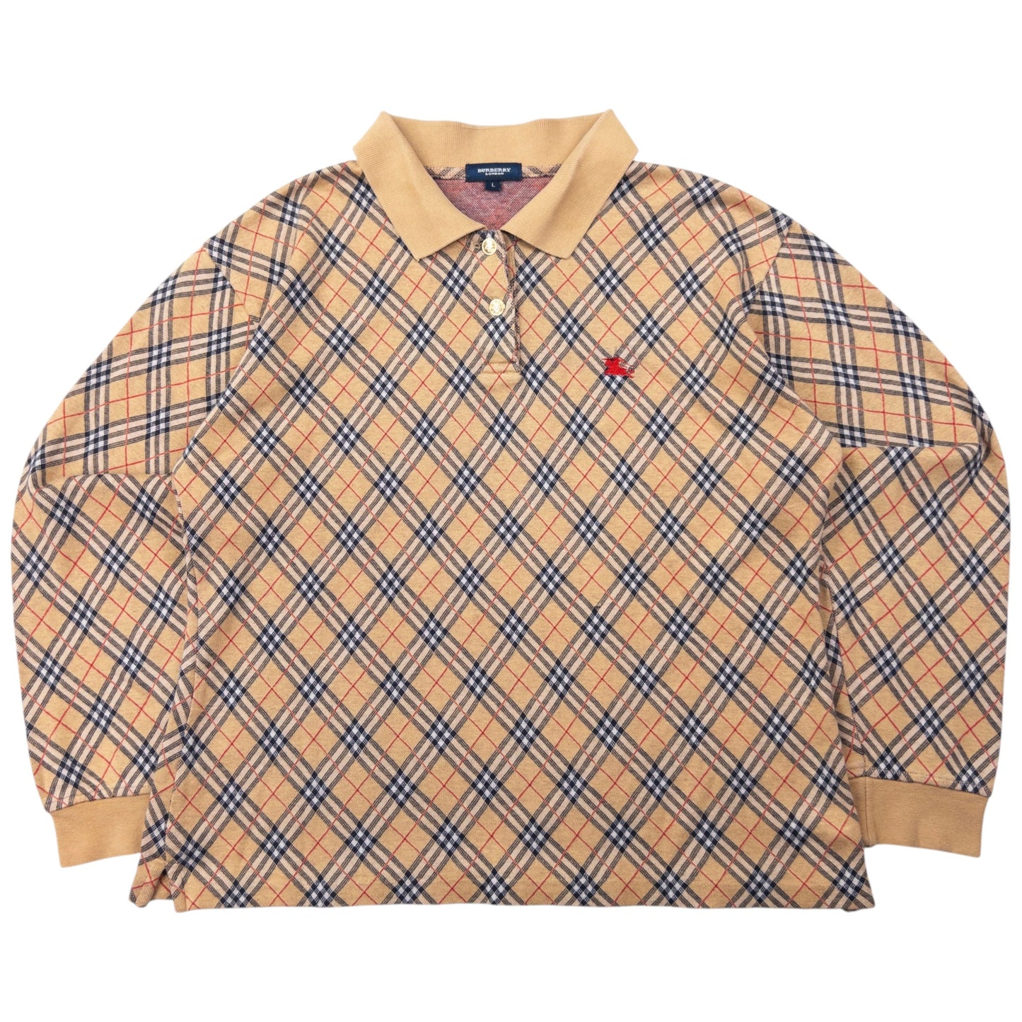 Vintage Burberry Nova Check Polo Jumper Womens Size M