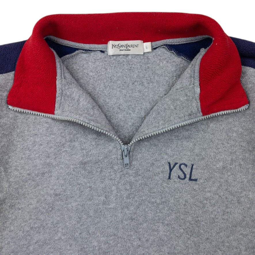 Vintage YSL Yves Saint Laurent Q Zip Fleece Sweatshirt Size L